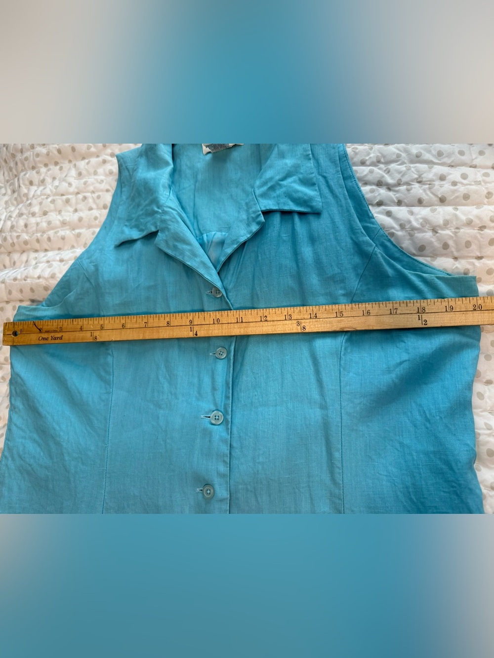 Merona Sleeveless Button-Front 100% Linen Maxi Dress in Aqua Blue - Picture 12 of 15